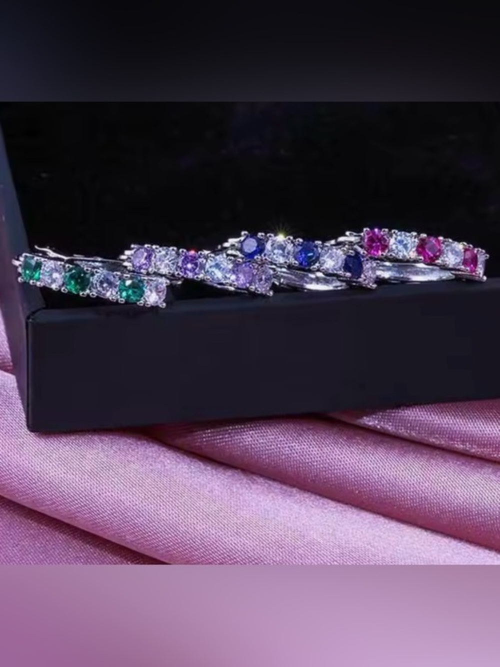 New .925 Hoops Emerald, Sapphire, Ruby, Amethyst